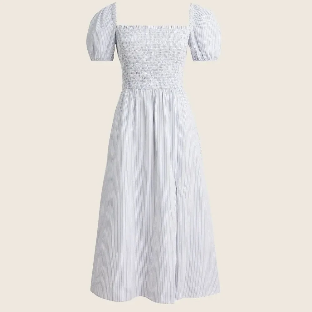 J. Crew Short-sleeve smocked dress in stripe